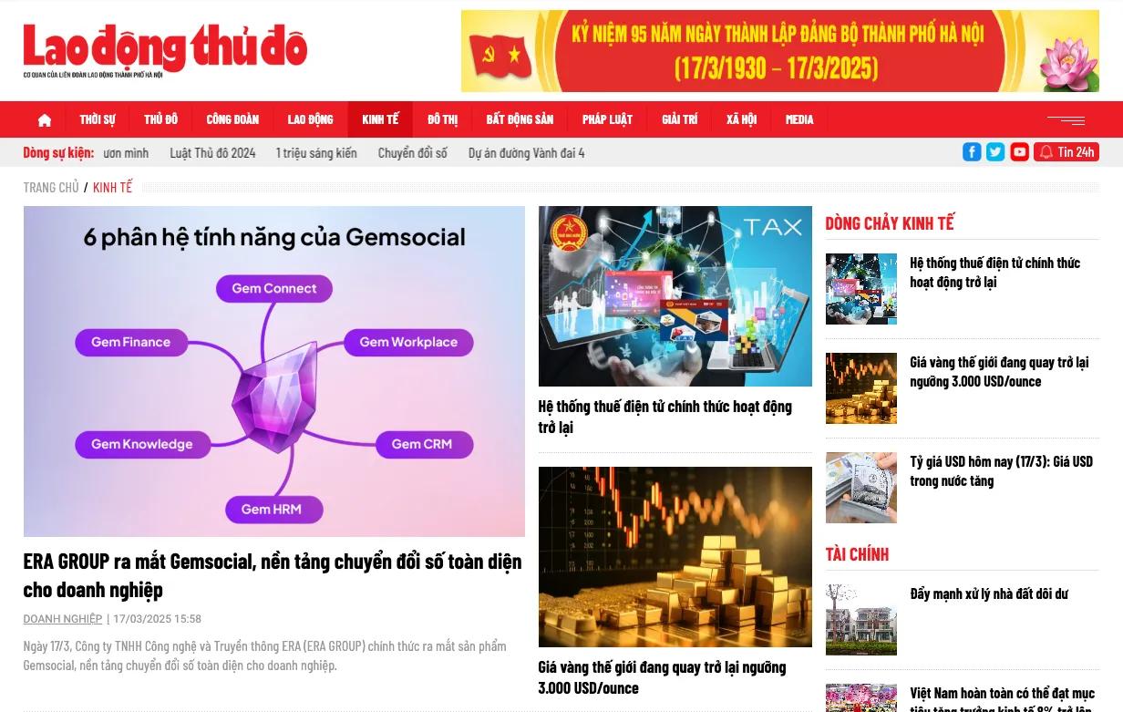 ERA GROUP ra mắt Gemsocial, nền tảng chuyển đổi số toàn diện cho doanh nghiệp